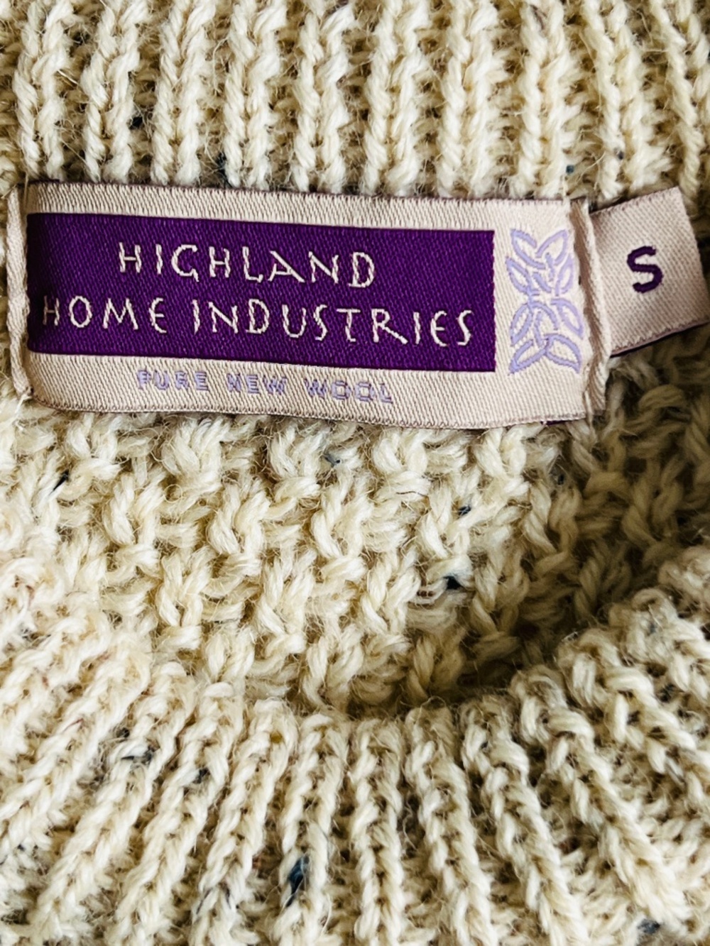 Highland Home Industries Wool Sweater Fisherman Chunky Cable Pullover Size S - Picture 3 of 5